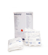 150 compresses stériles : non tissées 7,5x7,5cm, 40 g/m2, 4 plis, 4 épaisseurs.   Pour le soin général des plaies. A utiliser en tampons ou en compresses pour des interventions en milieu hospitalier ou ambulatoire.  Dispositif médical de classe lla (TÜV - 0123).   Vendues par boîte de 30 pochettes, contenant 5 unités par pochette.Médicomp - Boîte de 150 compresses stériles non tissées - 5x5 ou 7,5x7,5 - Hartmann
