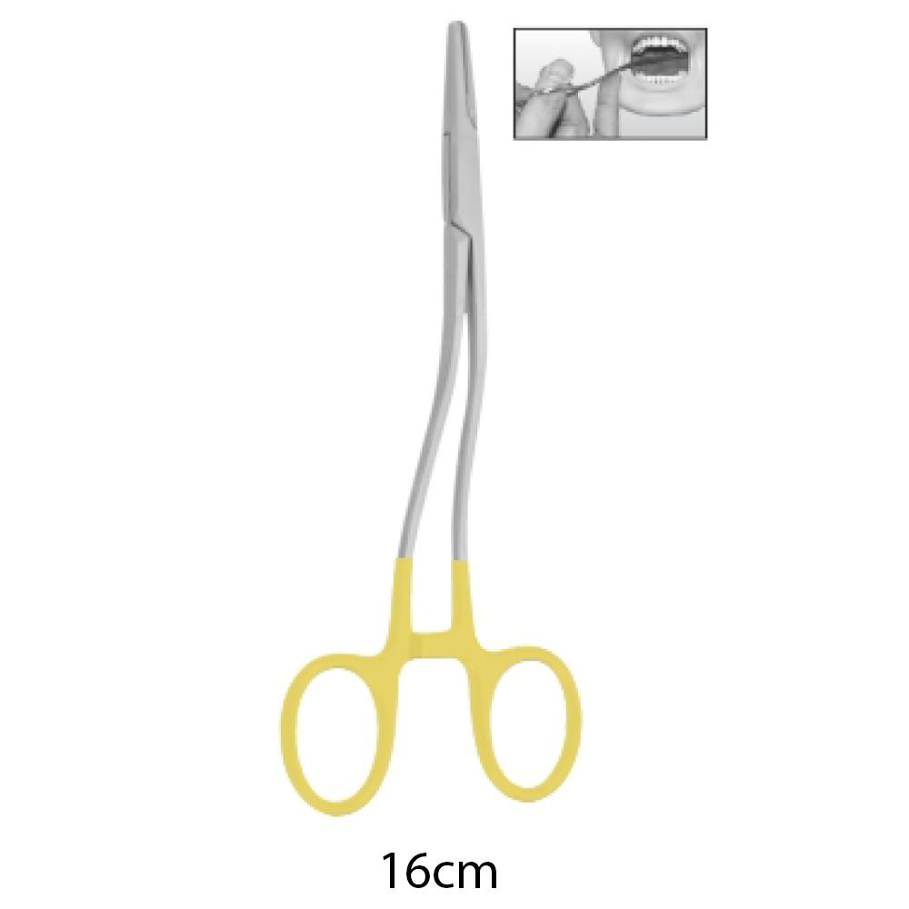Porta-agulha curvo em carboneto de tungsténio 16cm