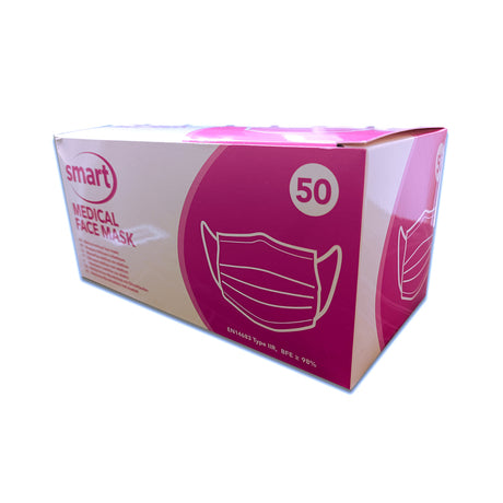 Masques IIR Smart : BFE ≥ 98 %, confort 4 h, barrette nasale, sans latex. Protection anti-gouttelettes. Norme EN 14683. Boîte hygiénique à usage unique - uofti.com