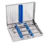 Idéales pour le nettoyage en thermo-laveur. Ultra-ajourées. Compatibles avec tous les modes de stérilisation. Tout nouveau système de fermeture ( avec boutons rotatifs). En inox et silicone. Autres coloris disponibles sur demande.  DM Classe I. Fabricant: Nicrominox.